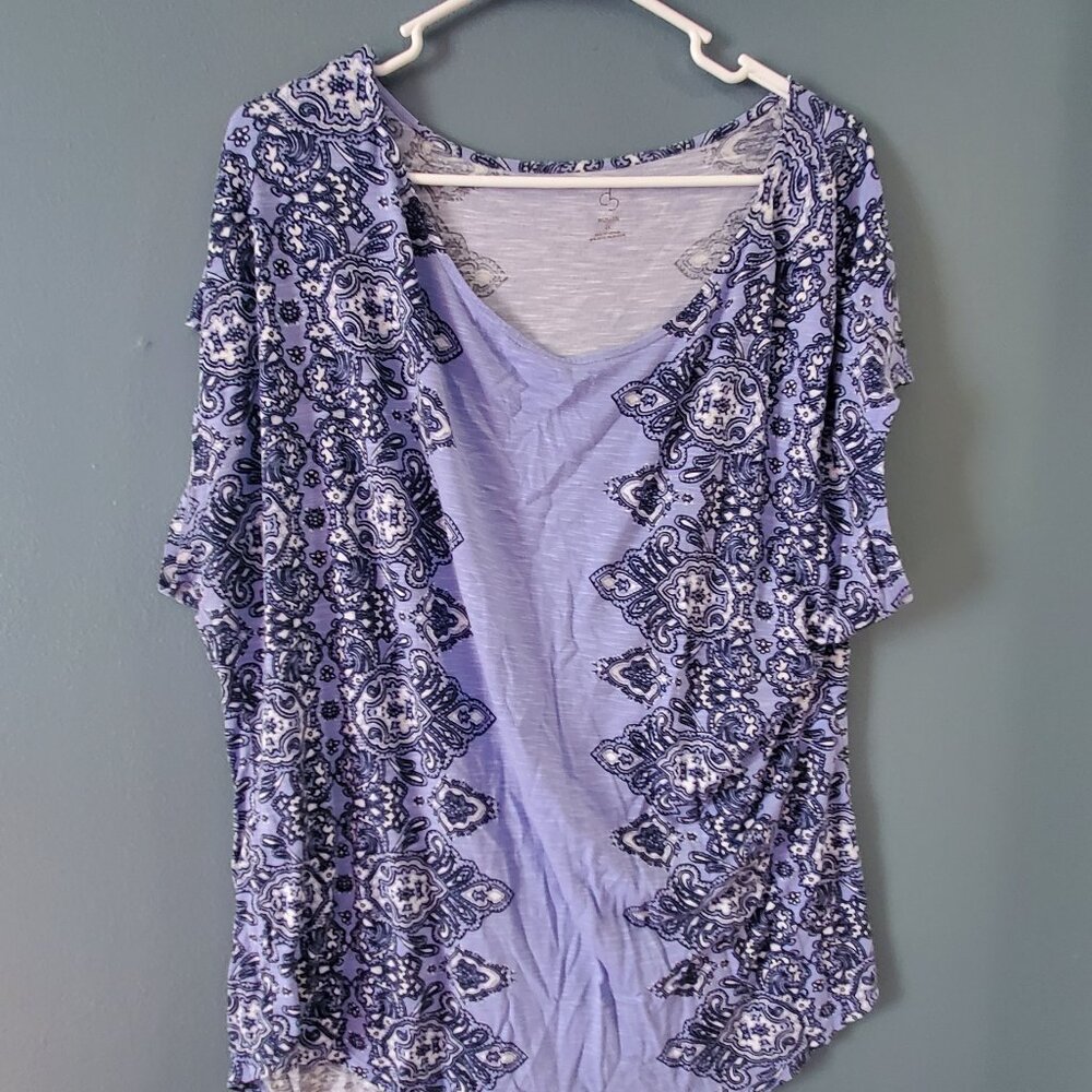 CB Woman 1X purple blue lightweight knit summer top plus sie